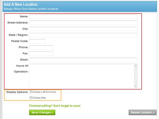 Gardenality Business Profile Locations Info