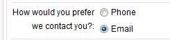 Field Type Radio Button List