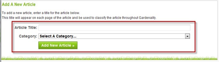 Add A New Article Title